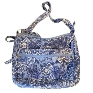 Waverly Crossbody Shoulder Bag in Floral Blue Print